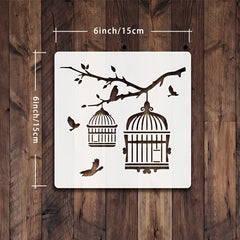 DIY Bird Cage Hollow Out Painting Stencils - 8 Styles, 6 Inch