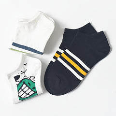 Men's Striped Liner Anklets Socks Cotton Blend Soft Breathable Sweat Absorbent