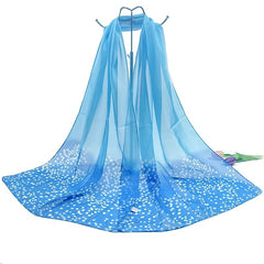 Floral Pattern Gradient Chiffon Silky Scarf Sun Protection Seaside Beach Scarf