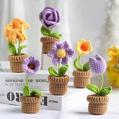 DIY Mini Potted Yarn Flower Bouquet Creative Gift