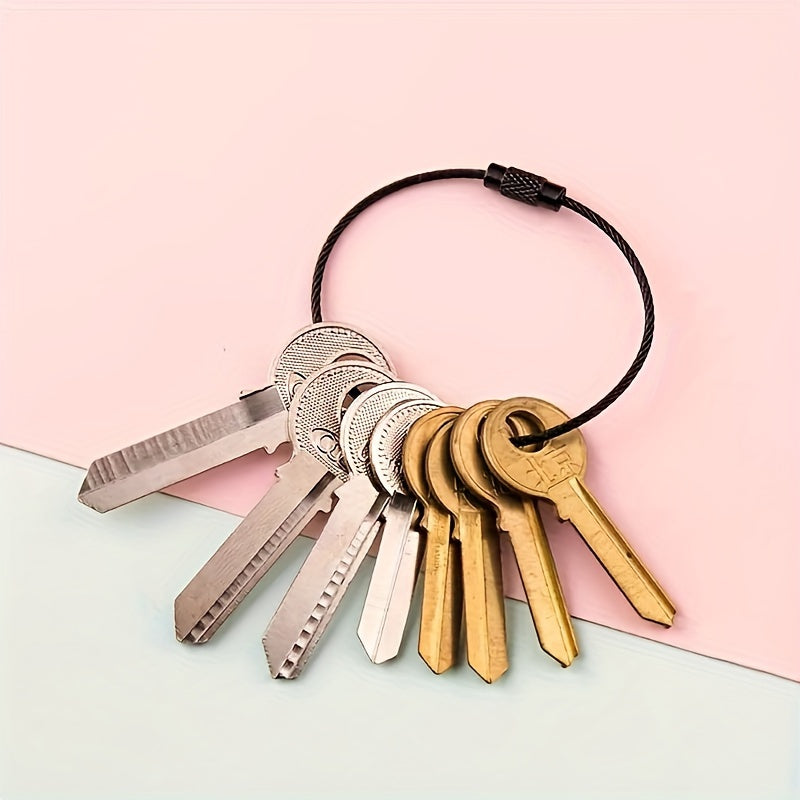 Stainless Steel Key Ring Loop Wire Keychain Rotating Screw Key Ring