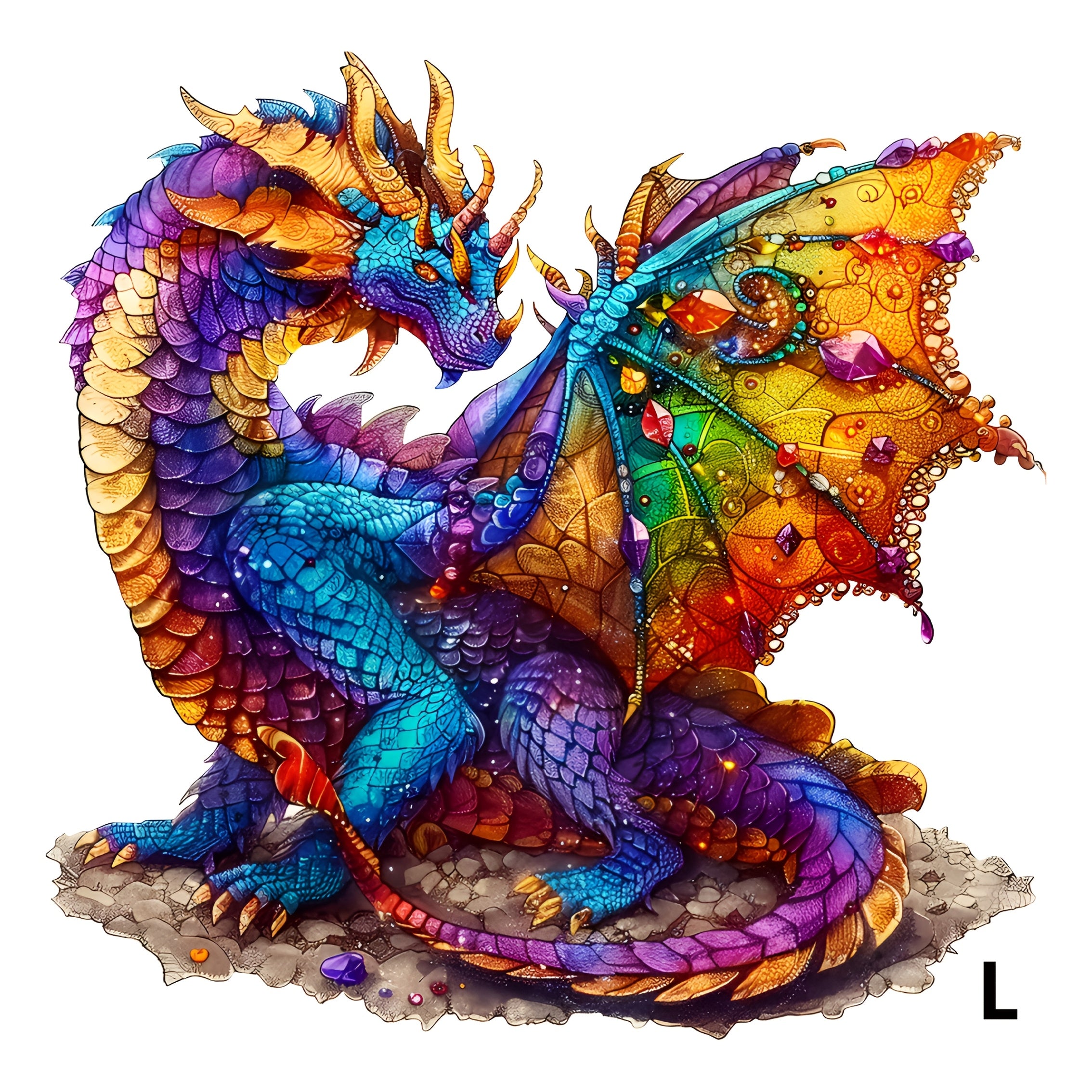 Gemstone Dragon Wooden Puzzle Irregular Animal Shape Jigsaw Game