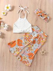 Baby Girls Halter Floral Pants Set w/ Headband