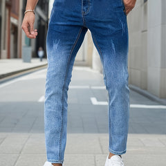 Mens Slim Fit Jeans Medium Stretch Street Style Denim Pants