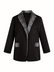 Leopard Print Long Sleeve Lapel Collar Blazer