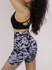 Abstract Camo High Waist Sports Shorts Butt Lifting Tummy Control