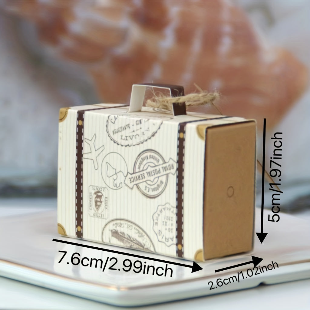 10pcs Creative Mini Luggage Gift Paper Box Jewelry Packaging Box