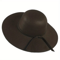 Felt Fedora Cap Wide Brim Solid Floppy Sun Hat Outdoor Travel Beach Hats