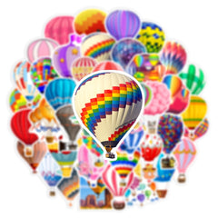 50 Colorful Hot Air Balloon Doodle Stickers for Laptops Water Bottles
