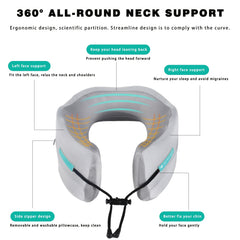 Adjustable Memory Foam Neck Pillow for Travel with Washable Cover