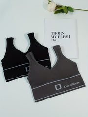 2pcs Letter Print Tank Tops V Neck Sports Top Women's Lingerie & Underwear