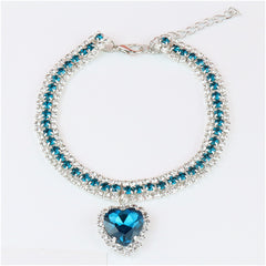 Rhinestone Cat Collar with Heart Pendant Crystal Necklace