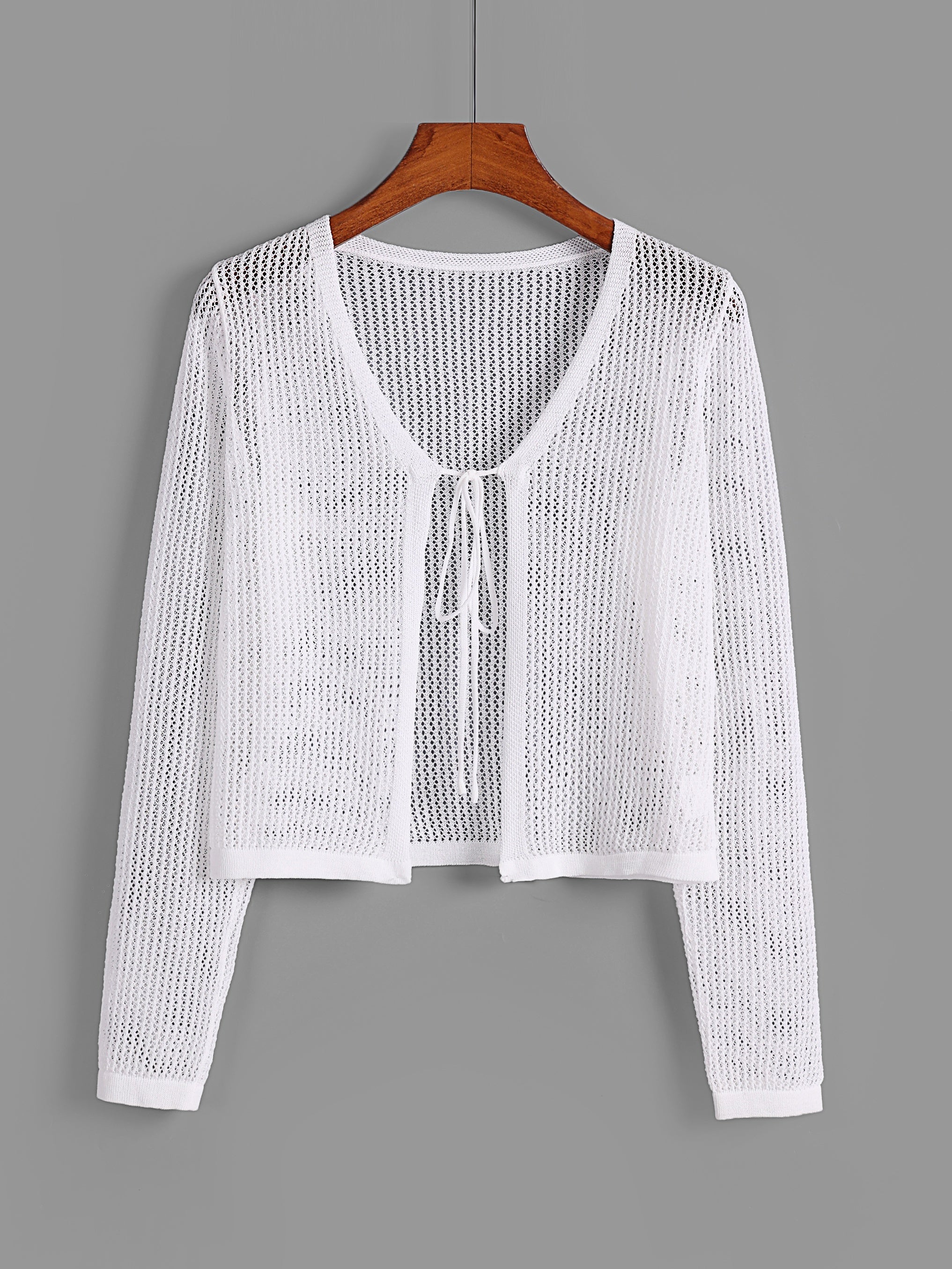 Long Sleeve Open Knit Cardigan Solid Casual Sweater