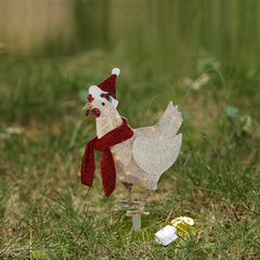 Light Up Chicken With Scarf Holiday Decoration Glowing Chicken