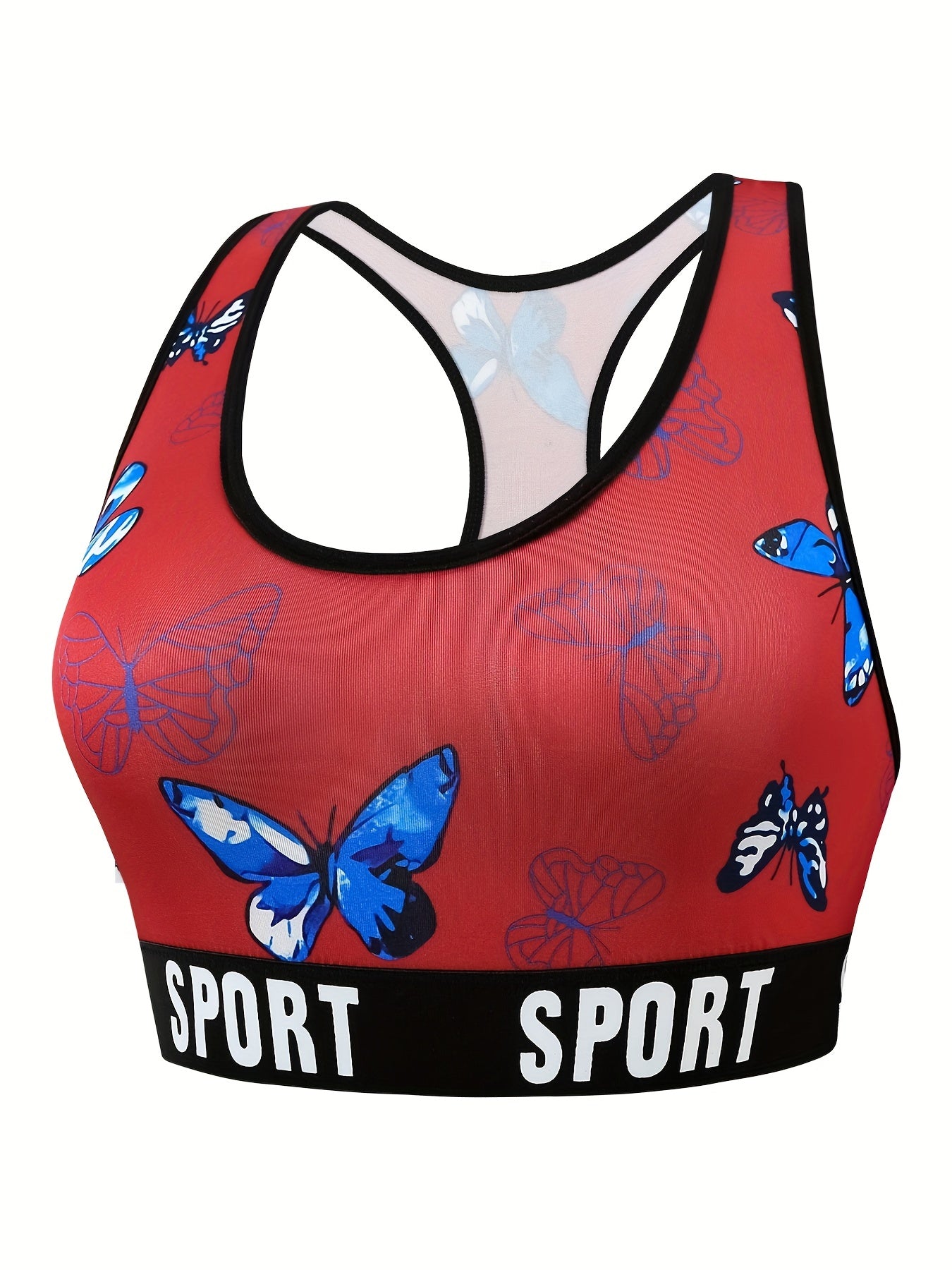 Butterfly Print Racer Back Tank Bra