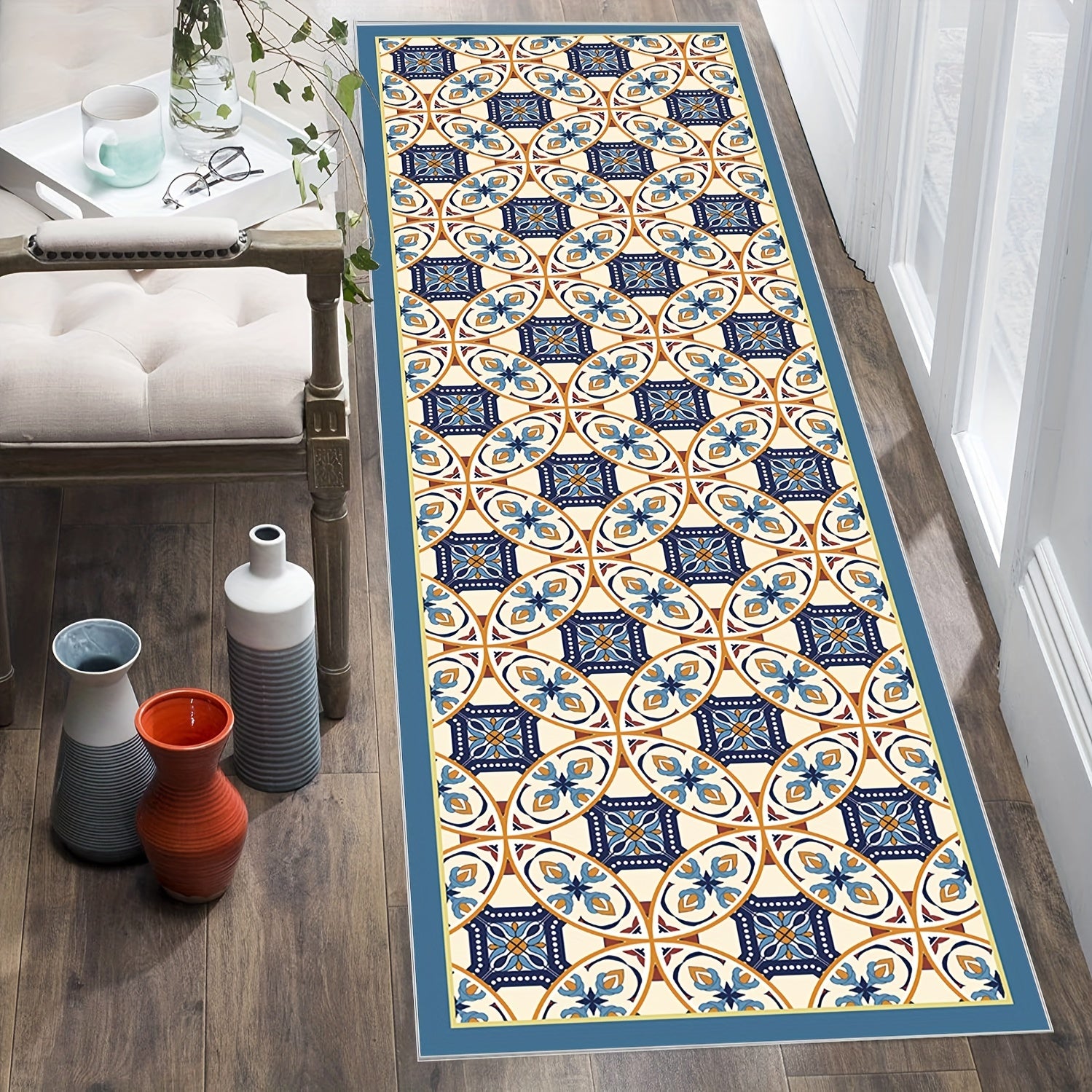Moroccan Trellis Hallway Runner Rug Washable Non Slip Kitchen Rugs