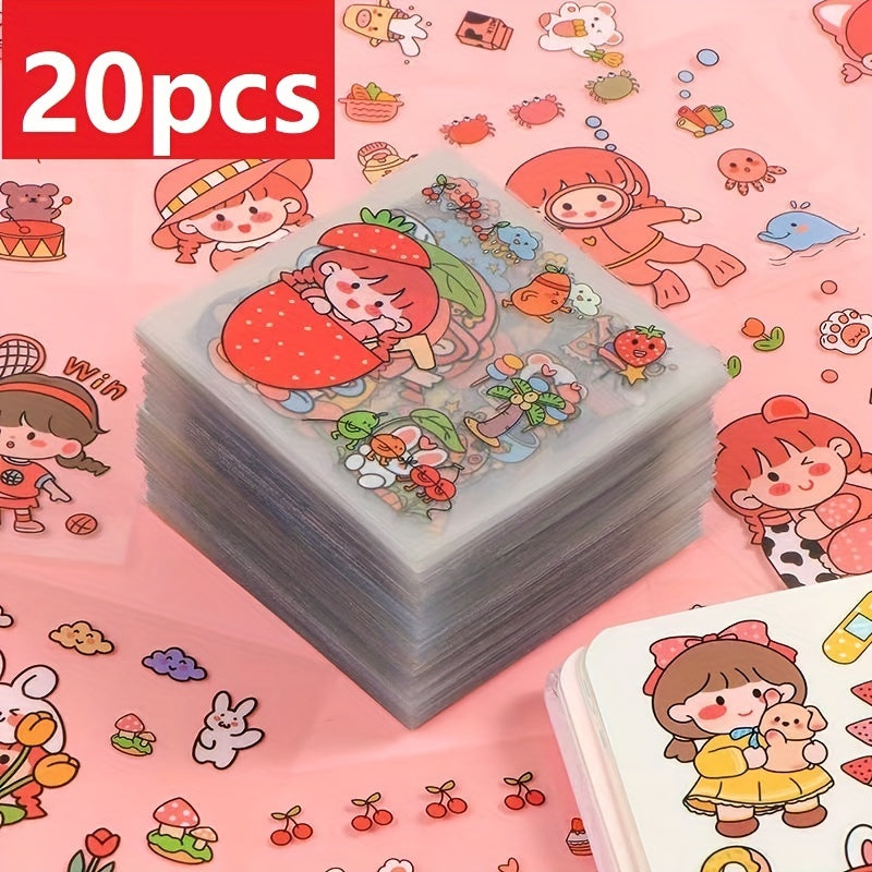 20-40pcs Cartoon Journal Stickers, Water Cup Decorative DIY Sticker Party Decor