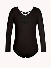 Girls 95 Cotton Solid Long Sleeve Ballet Leotard Comfy Dance Suit