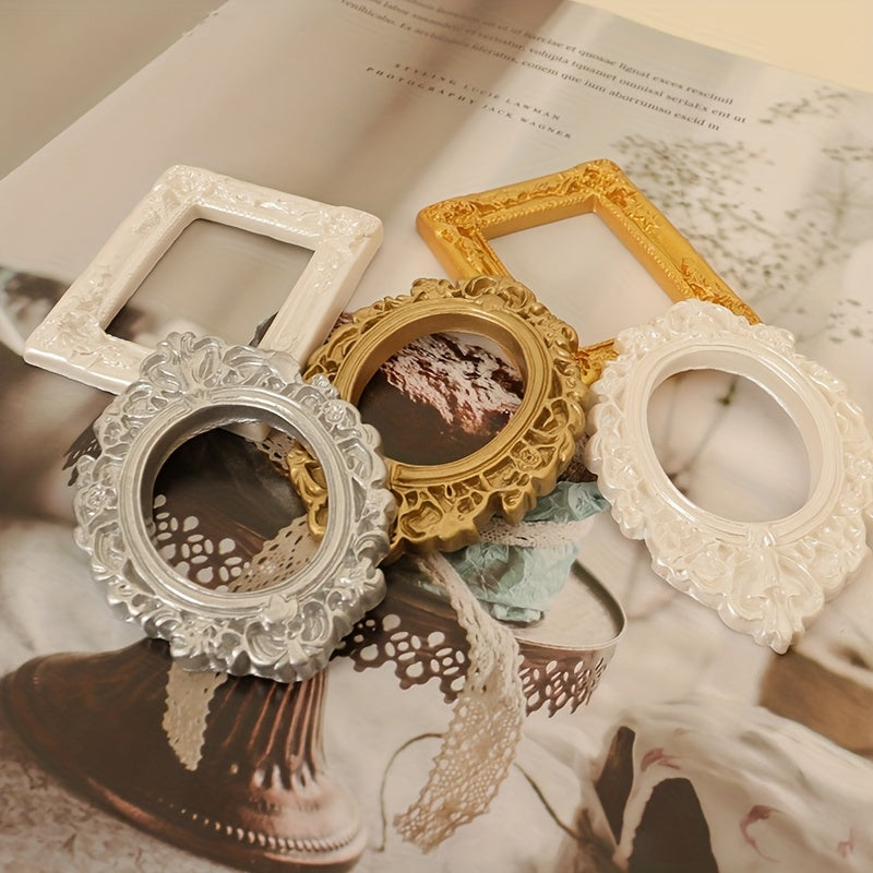 5pcs Mini Retro European Style Photo Frame Wall Decor Resin Golden and Silver