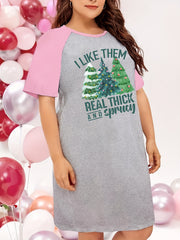 Christmas Casual Nightdress Women's Tee Sleep Dress
