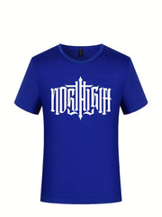 Stylish Letters Print Round Neck T shirts Causal Sports Tees For Men