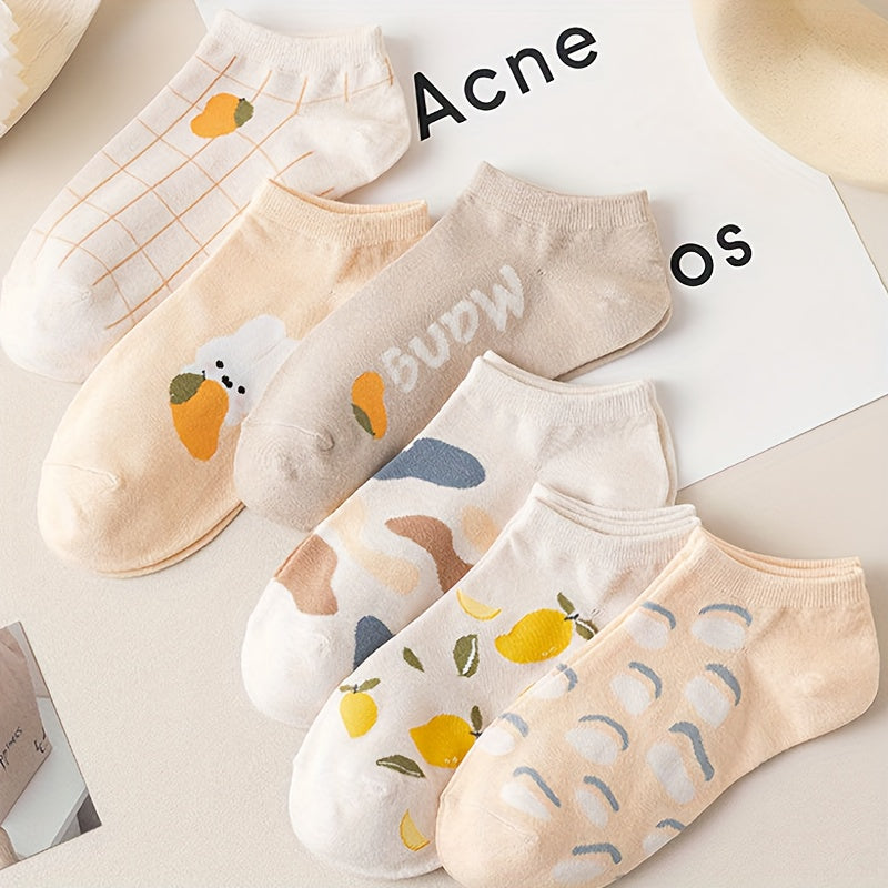 6 Pairs Cute Fruit Low Cut Ankle Socks Women's Stockings