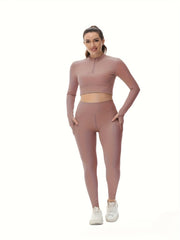 Yoga Crop Top & Leggings Set - Women's Activewear