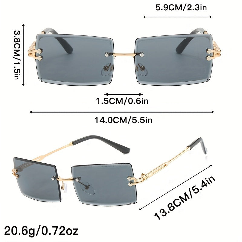 Rimless Sunglasses Gradient UV400 Sun Shades With Case