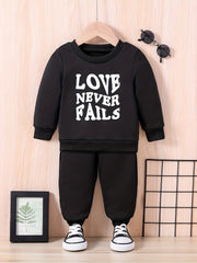 Baby Love Print Outfit Long Sleeve Sweatshirt Trousers Set