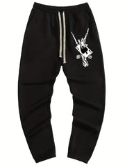 Hand Skeleton & Dice Poker Print Men's Drawstring Sweatpants