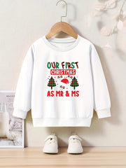 Toddler Kids Christmas Cartoon & Letter Print Sweatshirt Top