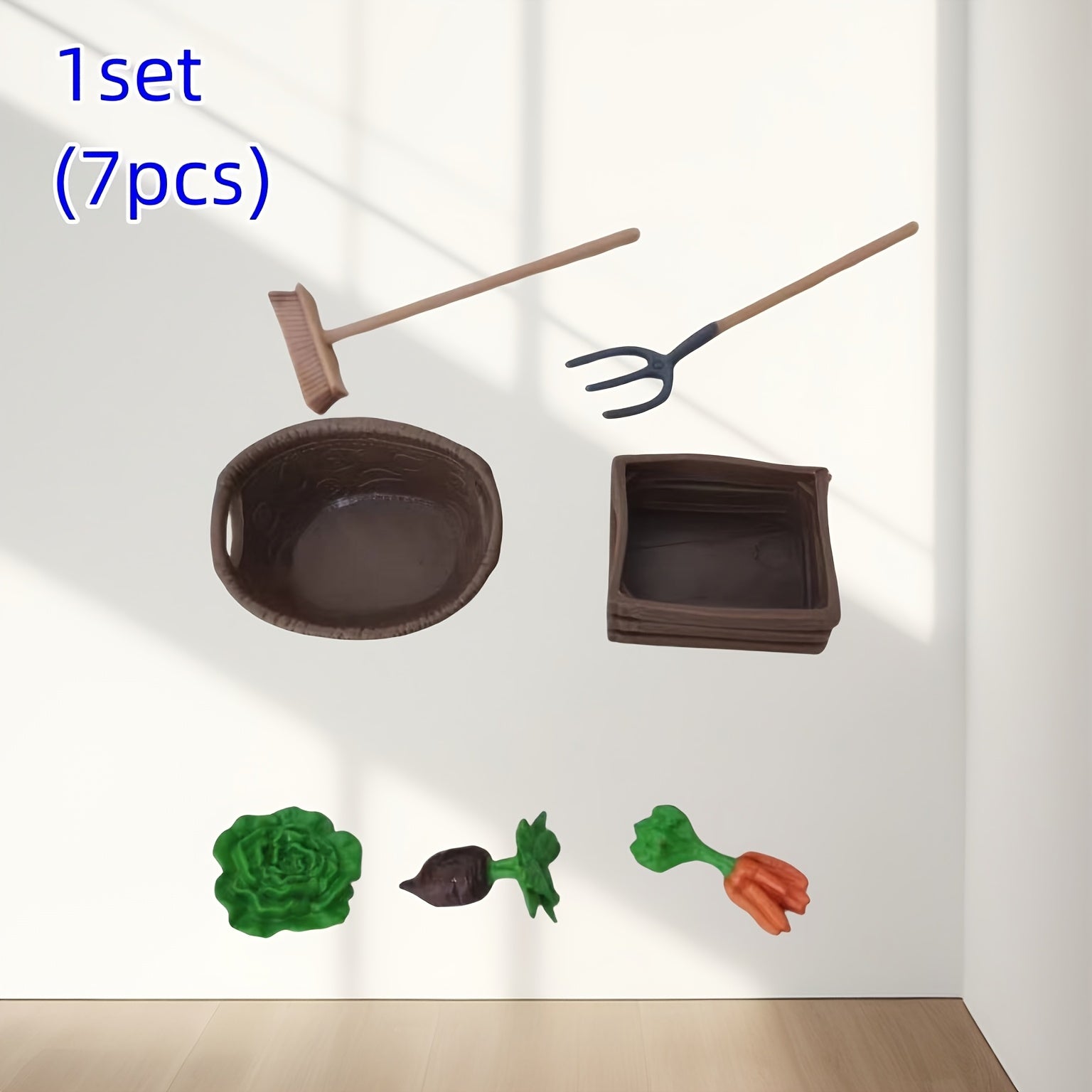 7pcs Garden Tool and Vegetable Set Micro Farm Ornaments