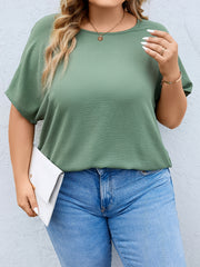Solid Short Sleeve Casual Blouse