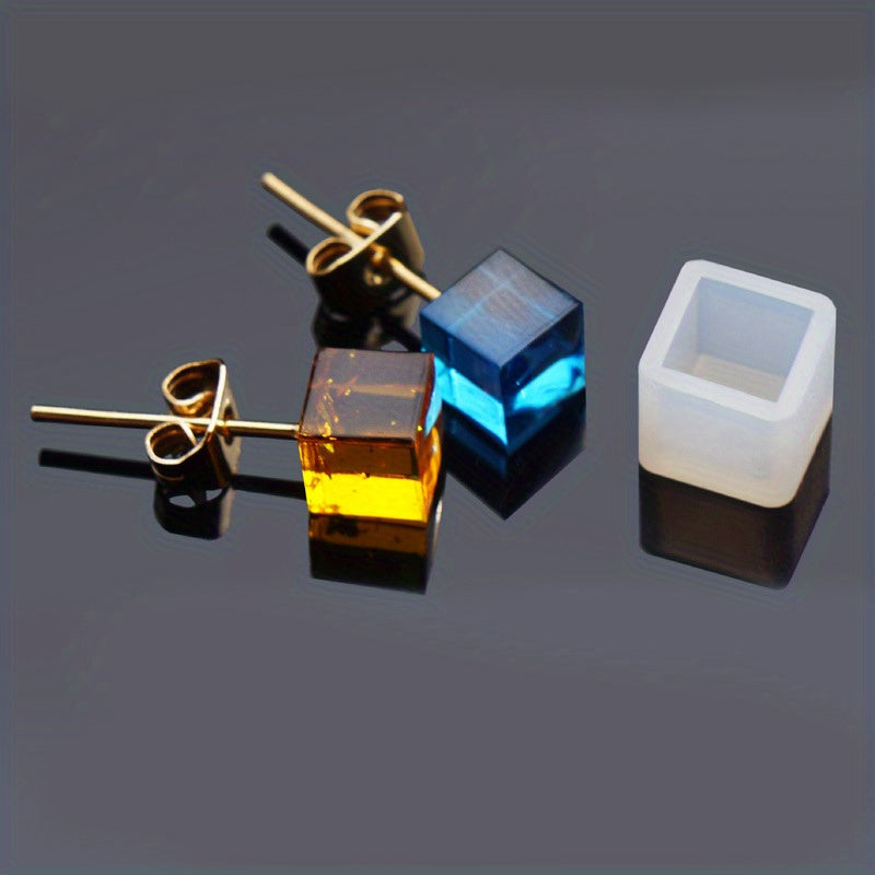 8pcs Stud Earrings Resin Crystal Epoxy Mold DIY Pendant Casting Silicone Mould