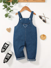 Baby Girls Heart Graphic Cotton Suspender Overalls