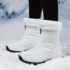 Women's Zipper Front Thermal Snow Boots Non slip Mid Calf Boots