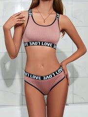 Letter Print Bra & Panties Lingerie Set