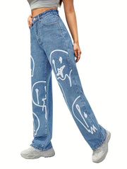 Loose Fit Non Stretch Baggy Denim Pants Women's Jeans