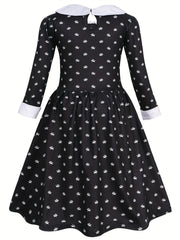 Girls Long Sleeve Button Casual Dress for Spring