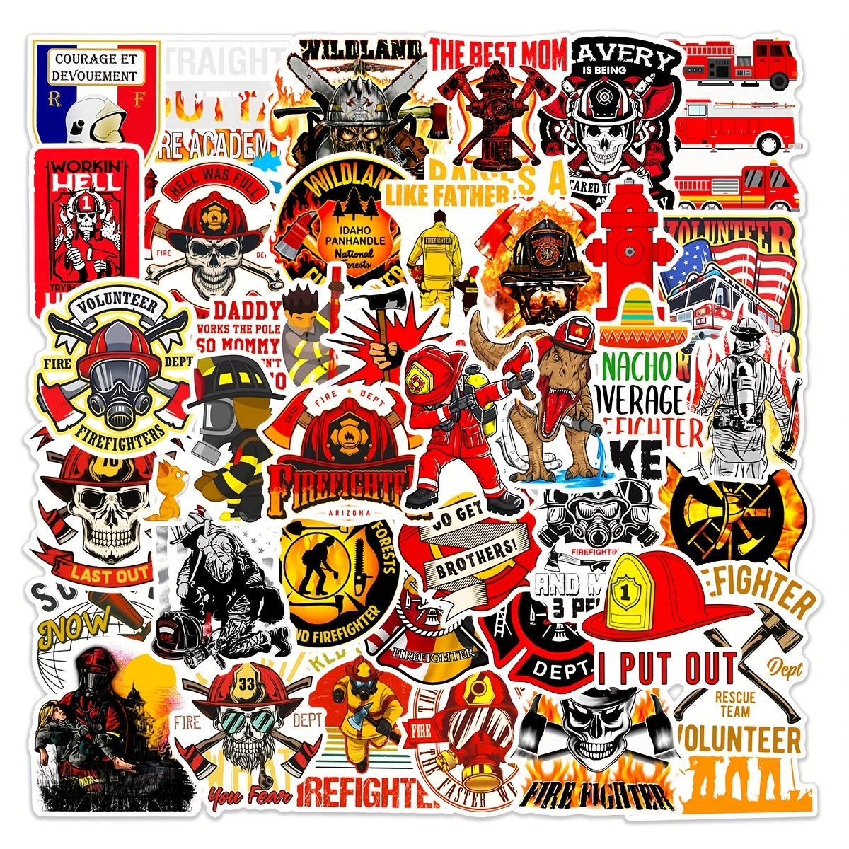 50pcs Firefighter Doodle Stickers Waterproof Decorative DIY Creative Toys