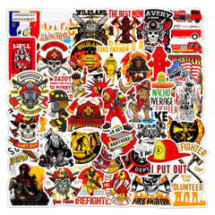 50pcs Firefighter Doodle Stickers Waterproof Decorative DIY Creative Toys