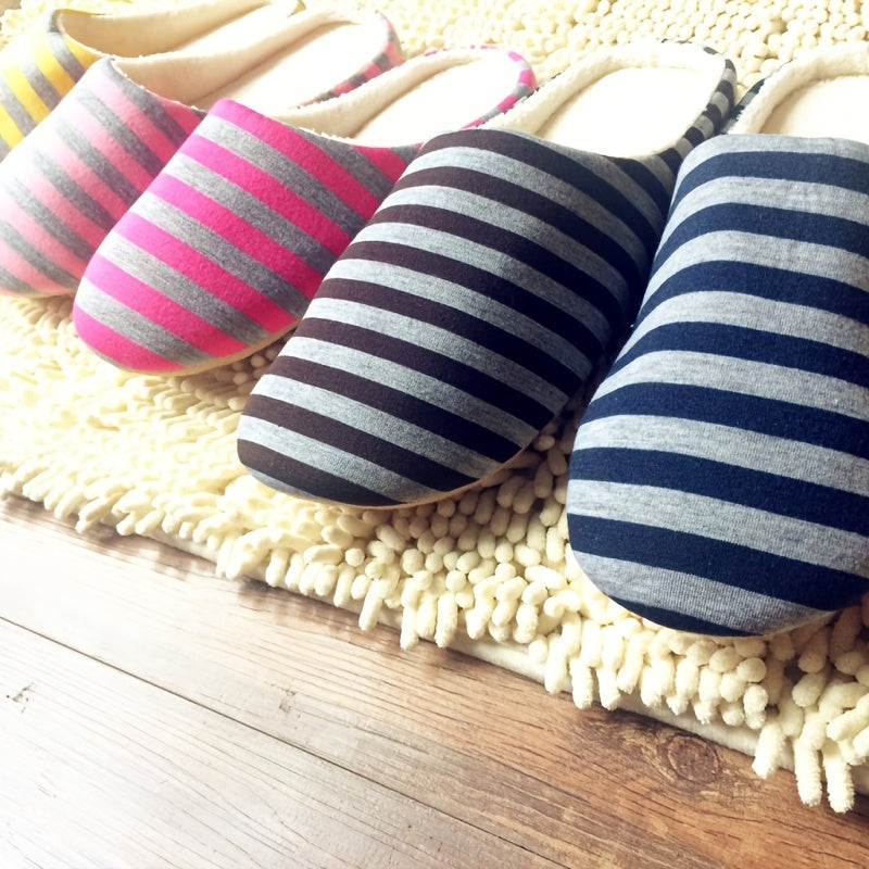Women's Stripe Slippers Keep Warm Lightweight Comfortable Non Slip
