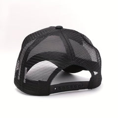 Adjustable Mesh Cap Dog Pattern Square Patch Baseball Cap Drivers Hat