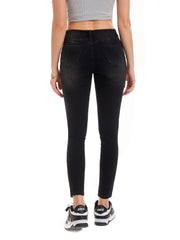Plus Solid High Rise Button Fly High Stretch Skinny Jeans
