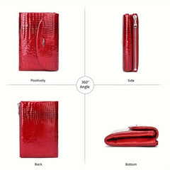 Vintage Leather Bi-fold Wallet with Zipper Closure & Flap Pocket