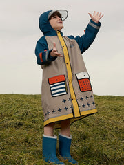 Kids Cartoon Hooded Raincoat Boy Girl Primary School Student Poncho Coat