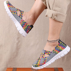 Women's Colorful Braided Slip On Sneakers Low Cozy Shoes