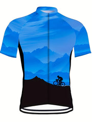 Men's Sunset Print Cycling Jerseys Lightweight Breathable Biking Shirt