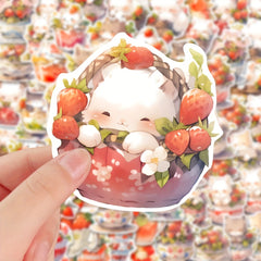 54pcs Strawberry Cat Cup Cartoon Waterproof Game Stickers