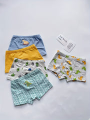 5pcs Cartoon Monster Print Boy's Boxer Briefs Elastic Waist Shorts